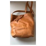 Able genuine tan, leather bag, tote, sueded