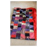 Antique vintage quilt , orange black backing ,