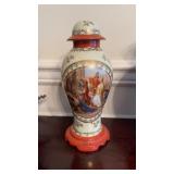 Antique porcelain lamp base, with a  central