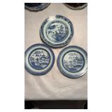 3 pieces of antique Chinese Blue Canton export