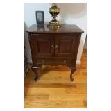 End table bedside stand, two doors over one