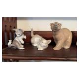 2 Lladro porcelain cat figures, and a similar