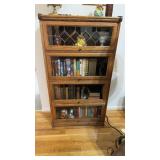 4 shelf, barrister, oak bookcase, with leaded