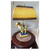 Vintage Chinese, ceramic horse, table, lamp, with