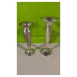 2 sterling silver 925 but vases, with weighted