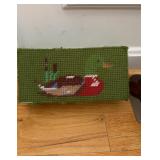Duck Crosstitch covered brick doorstop