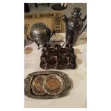 Vintage silver plate, includes six egg cups on