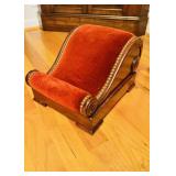Antique Victorian footstool, heavy mahogany wood