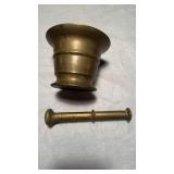 Antique cast brass mortar and pestle the mortar