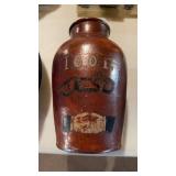 Antique brown, glazed, stoneware crock , with