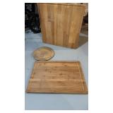 3 Wood cutting boards, one Antique 11 inch