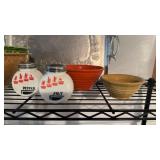 Vintage milk, glass, salt, and pepper, shakers,