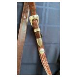 Leather belt with golfing, medallions, bionics by