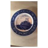 Antique, Royal Doulton train design plate, , blue