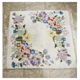 Antique floral carpet rug on a white background,