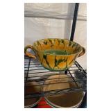 Extra large 2 handled pottery bowl, with an