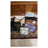 8 purses and handbags, unknown names, one new