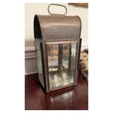 Antique brass lantern with cut, beveled, glass