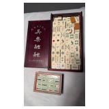 2 boxes of mah-jongg, game tiles, one antique