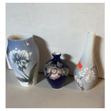 3 Danish porcelain Bud vases, Royal Copenhagen,