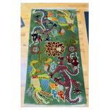 Antique Chinese dragon rooster carpet rug,