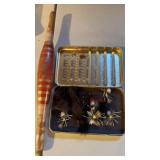 10 box of flyfishing, lures, and an antique