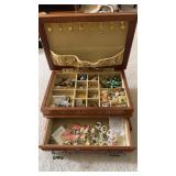 Jewelry box with costume, jewelry, green marble