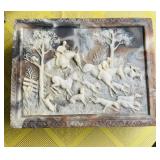 Fox Hunt jewelry box, ï¿½ genuine incolay stone,