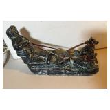 Alaskan sleder sculpture, two dogs with glass