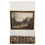 Large framed print of an old English countryside