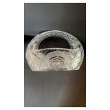 Antique cut lead crystal glass basket, no chips