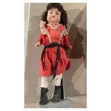 Antique German, porcelain head, doll, with a real