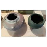 Two decorative pottery bases, brown base with