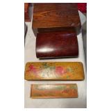 4 antique boxes, including a writing lap desk, a