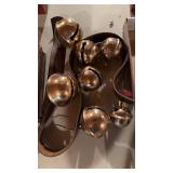 8 antique polished brass sleighbells on a newer