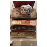 Antique leather covered wood travel box