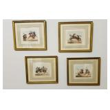 4 antique 1821 framed  colored engravings ,