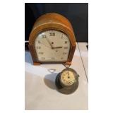 Two table clocks, one electric, Art Deco, tele,