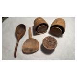3 Antique wood butter pats and one antique