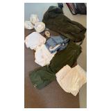 US Navy green canvas bag with Navy uniform, blue