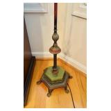 Antique iron base floor lamp, with two lights