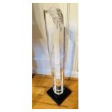 Vintage MCM lucite column sculpture on a black