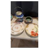 4 pieces antique, hand-painted porcelain,