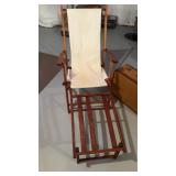 Antique wood, folding chair with detachable leg,