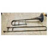 Antique 1890s trombone silver plate  brass tenor