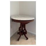 Antique Victorian side, table, oval white marble