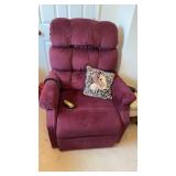 Burgundy velvet recliner, chairlift, golden