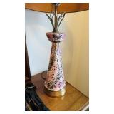 Mid-century modern lamp, pink and gold, black