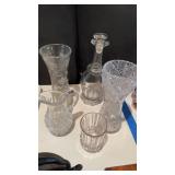 5 pieces of glass items, includes two cut,