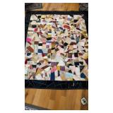 Antique victorian silk crazy quilt, with a black